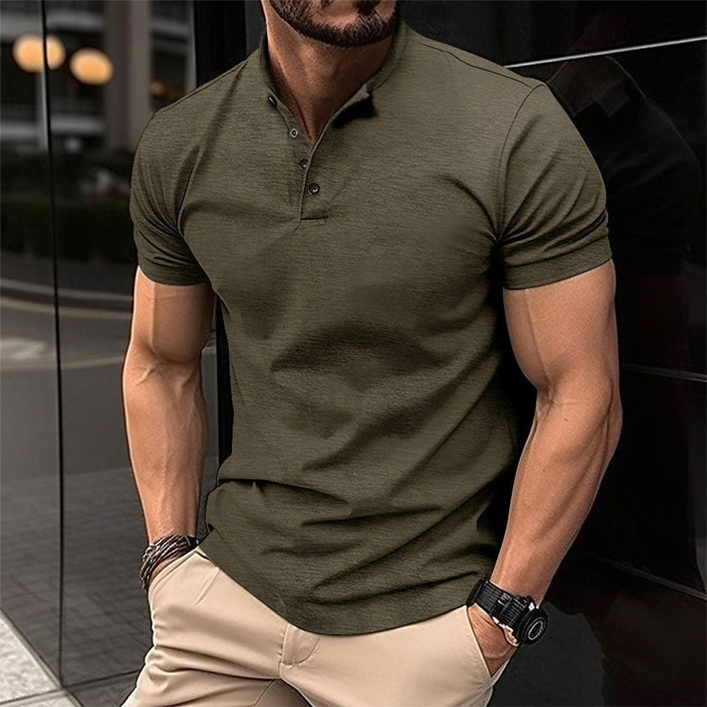 Polo shirt met henley kraag