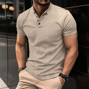 Polo shirt met henley kraag