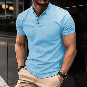 Polo shirt met henley kraag