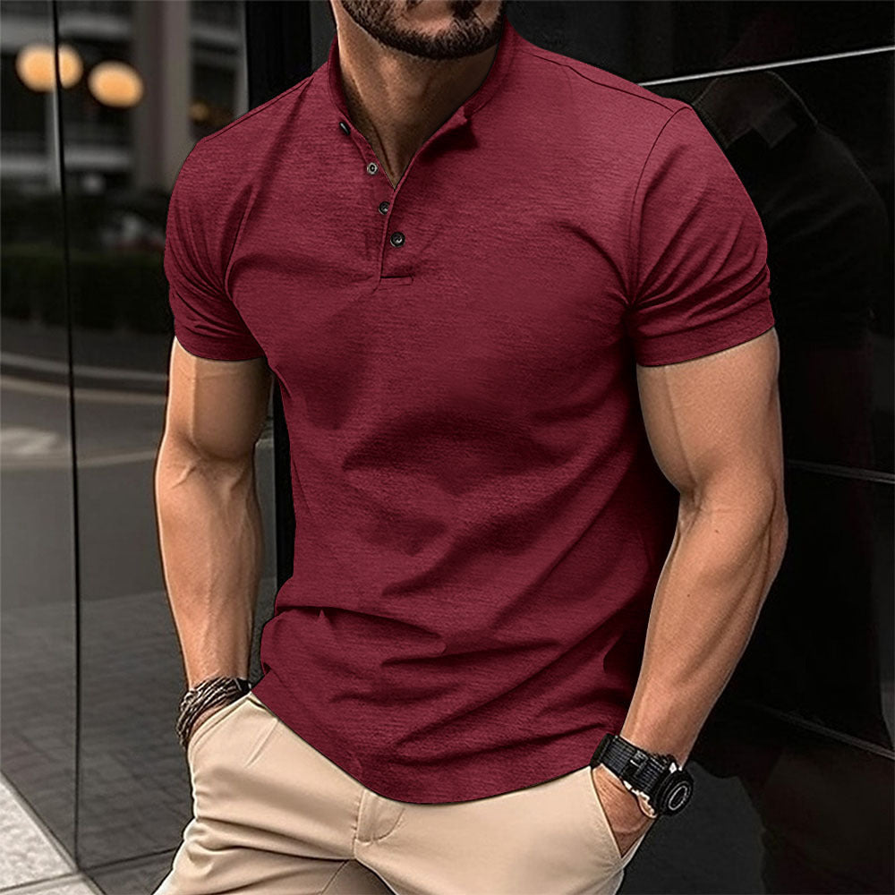 Polo shirt met henley kraag
