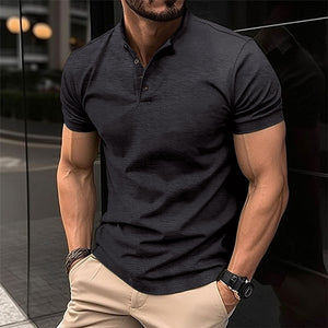 Polo shirt met henley kraag