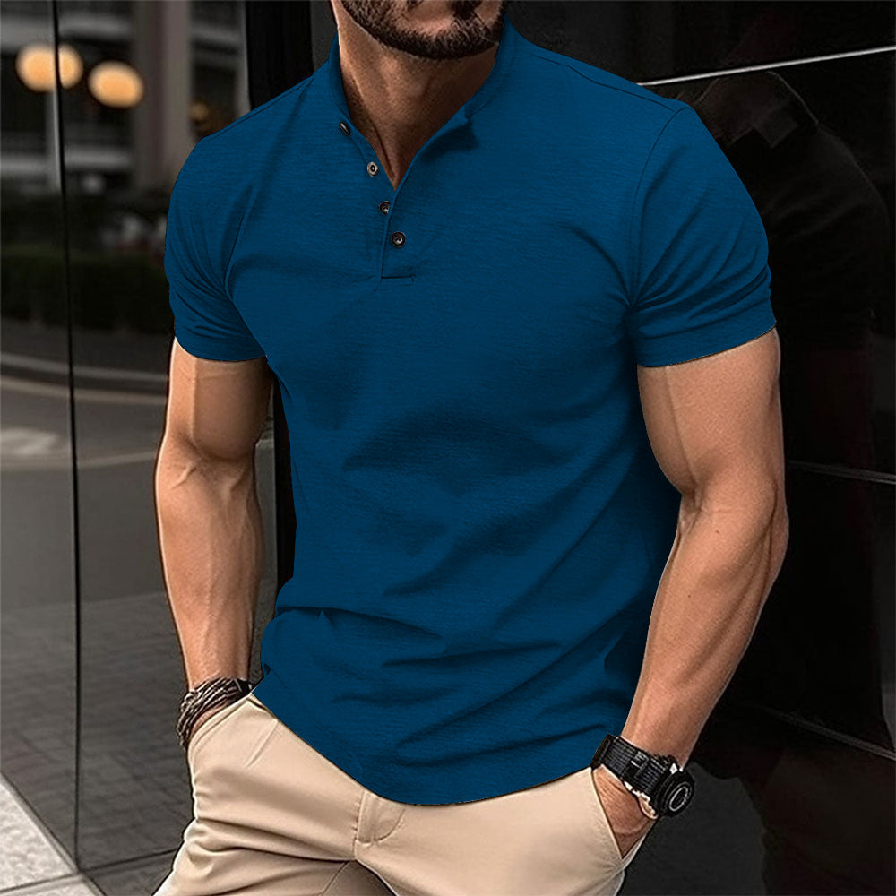Polo shirt met henley kraag