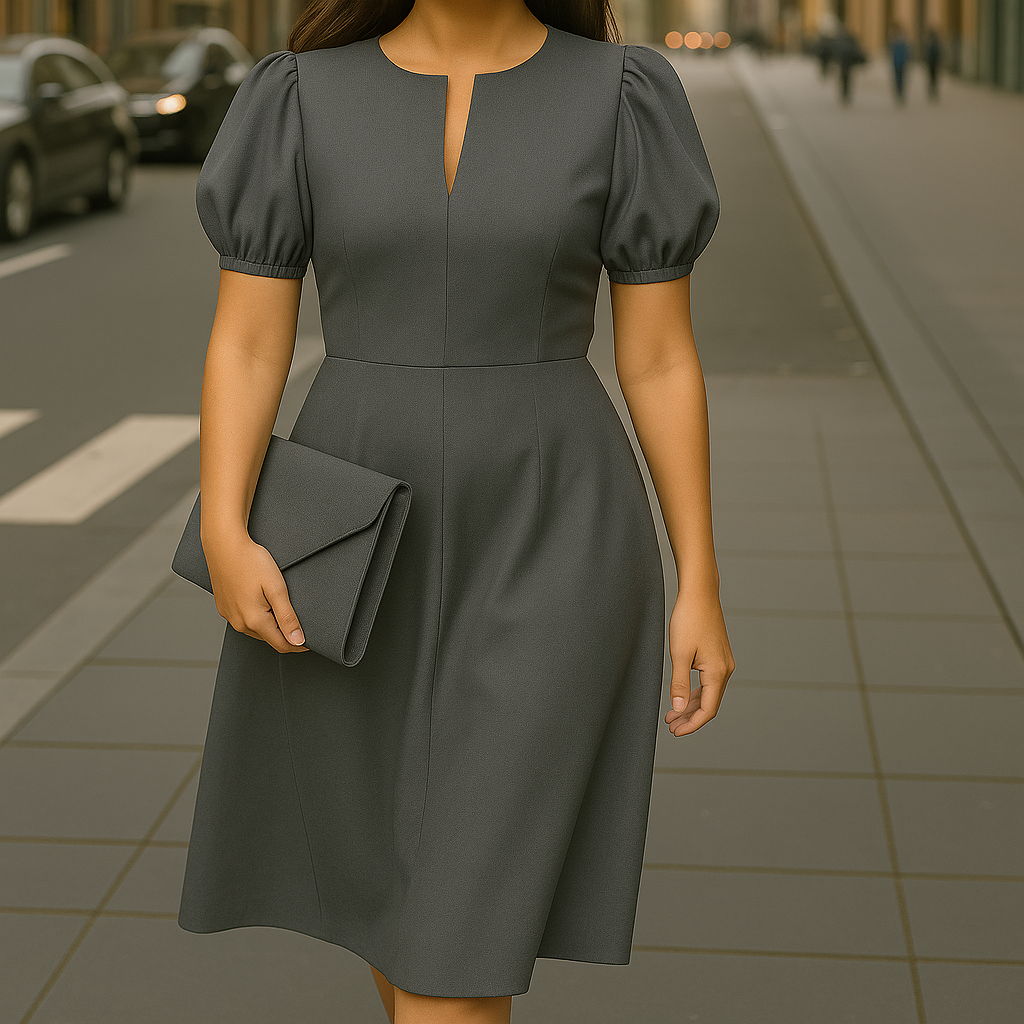 Bo™ | Elegante effen jurk met V-hals