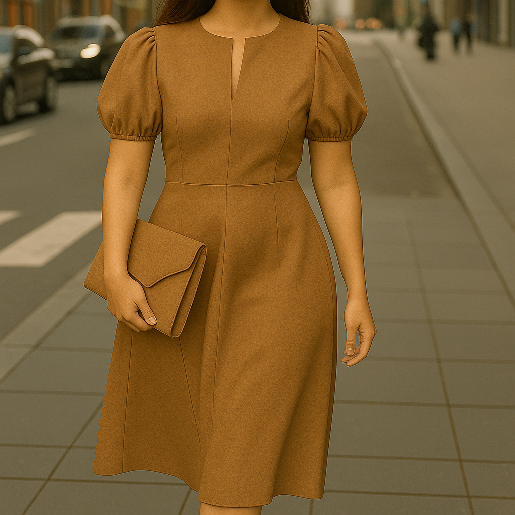 Bo™ | Elegante effen jurk met V-hals