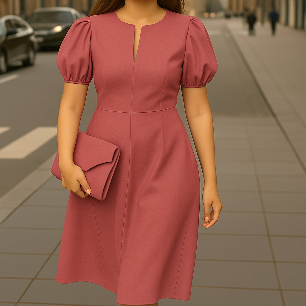 Bo™ | Elegante effen jurk met V-hals